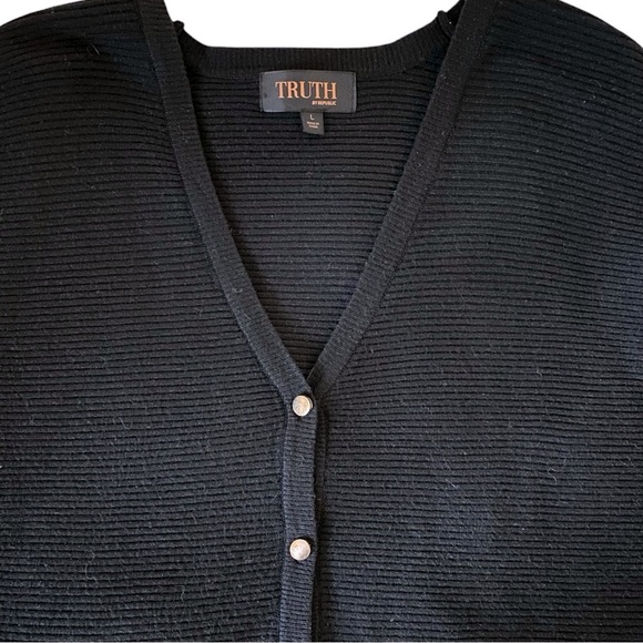 TRUTH by Republic Ribbed Black Dolman Cardigan Size L - Picture 3 of 12